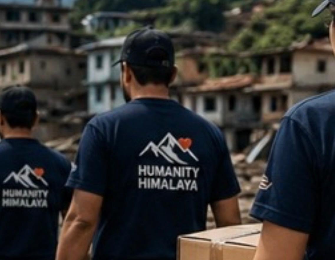 Humanity Himalaya volunteers collecting, packing and distributing relief supplies to people affected by disaster